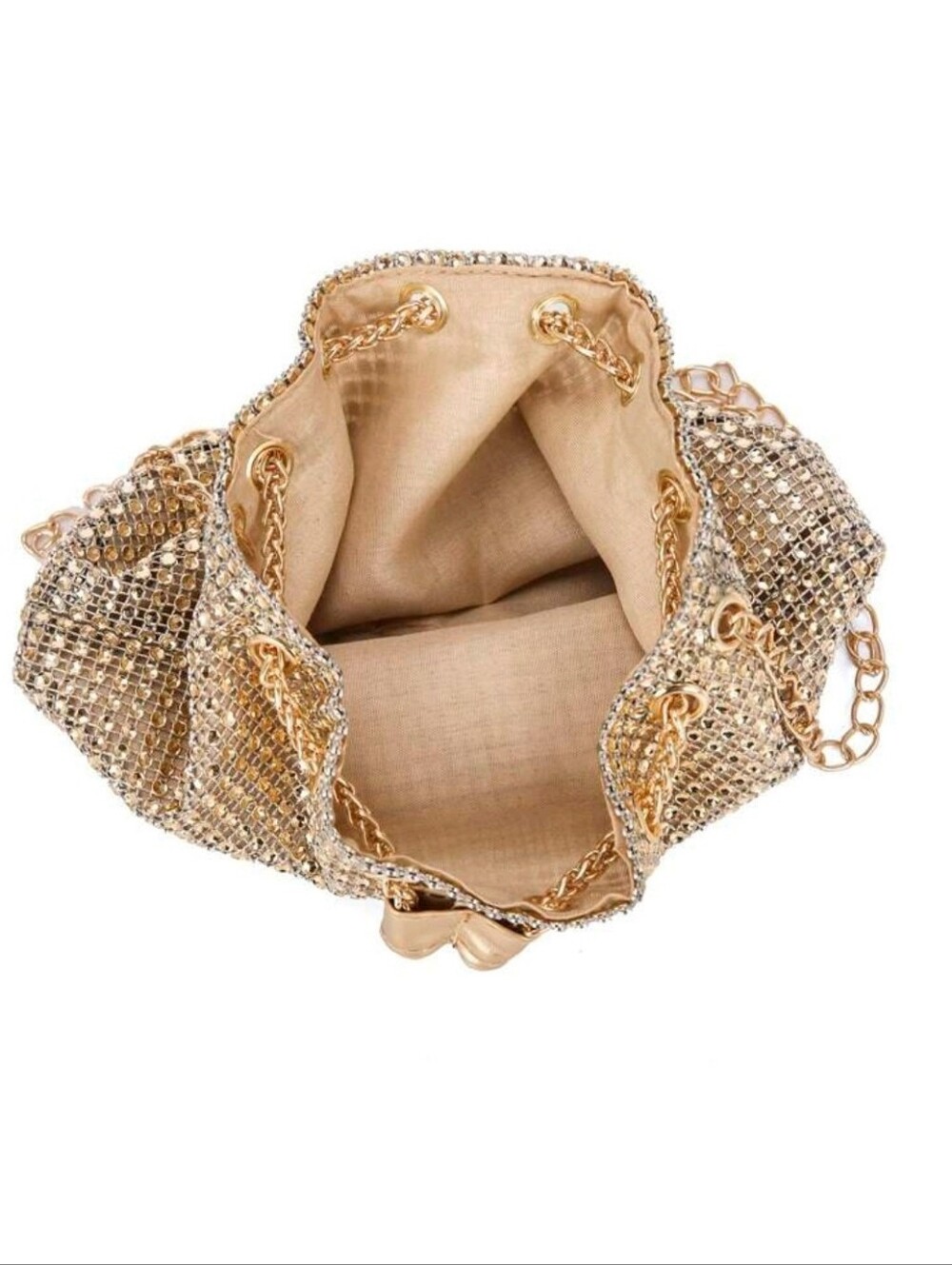 Women Glamourous Gold Flashy Formal Date Night Party Strap Bag - Picture 6 of 6
